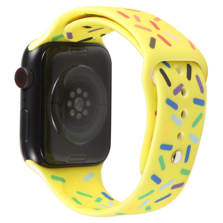 Rainbow Raindrops Silicone Watch Band For Apple Watch 8 45mm(Yellow)