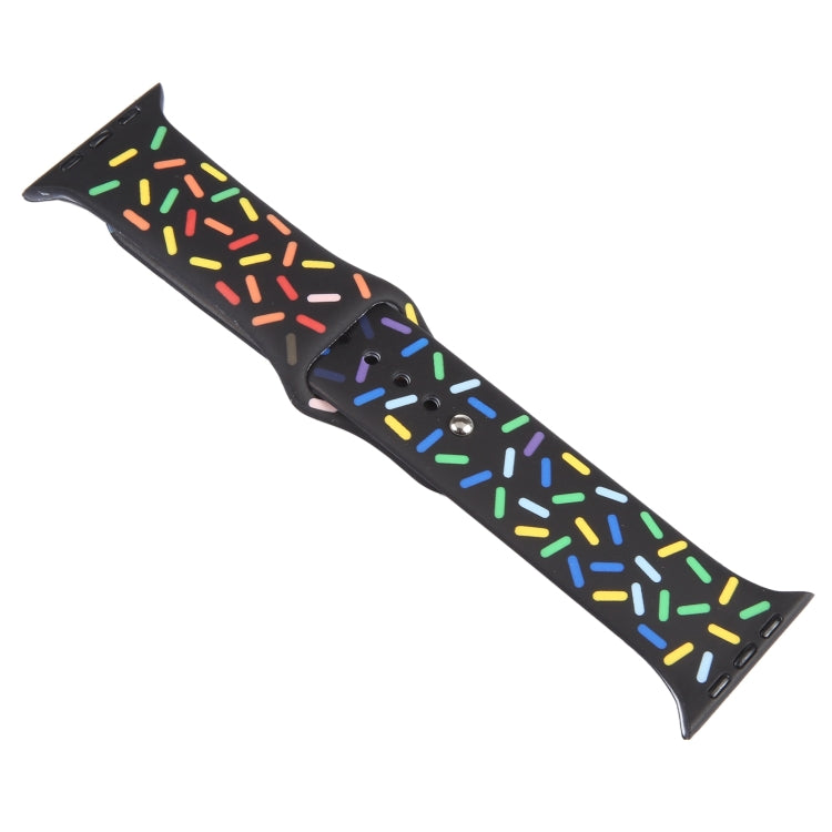 Rainbow Raindrops Silicone Watch Band For Apple Watch 8 45mm(Black)