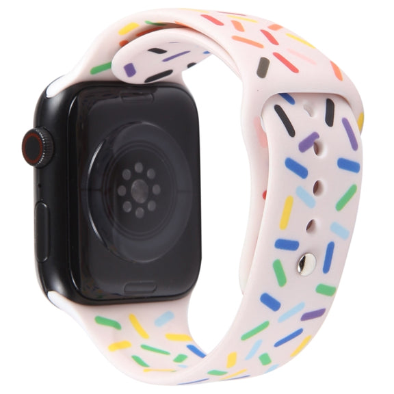 Rainbow Raindrops Silicone Watch Band For Apple Watch 7 45mm(Pink)