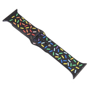 Rainbow Raindrops Silicone Watch Band For Apple Watch 7 45mm(Black)
