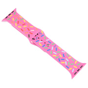 Rainbow Raindrops Silicone Watch Band For Apple Watch 7 45mm(Rose Red)