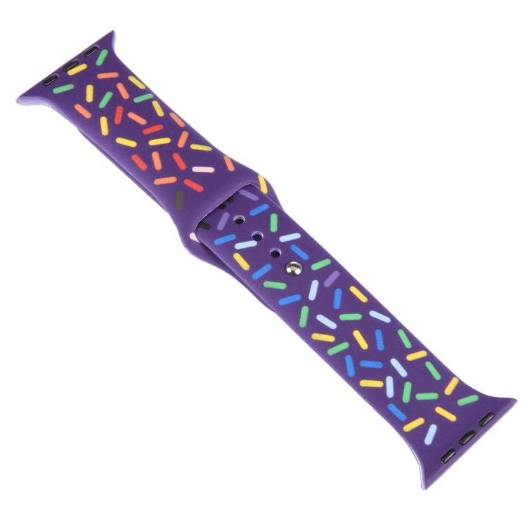 Rainbow Raindrops Silicone Watch Band For Apple Watch SE 2022 44mm(Dark Purple)