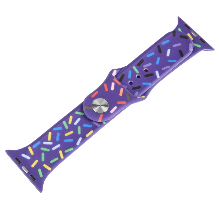 Rainbow Raindrops Silicone Watch Band For Apple Watch SE 2022 44mm(Dark Purple)
