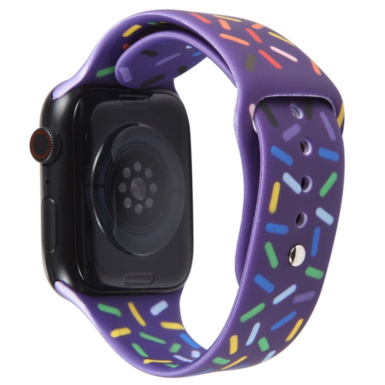 Rainbow Raindrops Silicone Watch Band For Apple Watch SE 2022 44mm(Dark Purple)