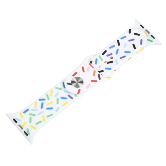 Rainbow Raindrops Silicone Watch Band For Apple Watch SE 40mm(White)