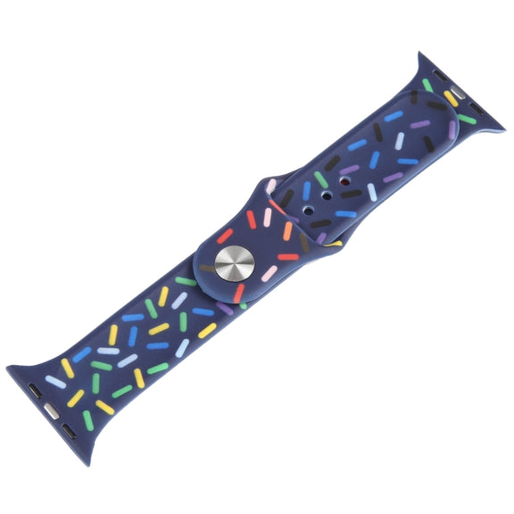 Rainbow Raindrops Silicone Watch Band For Apple Watch SE 44mm(Midnight)