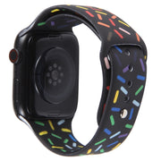 Rainbow Raindrops Silicone Watch Band For Apple Watch 6 40mm(Black)