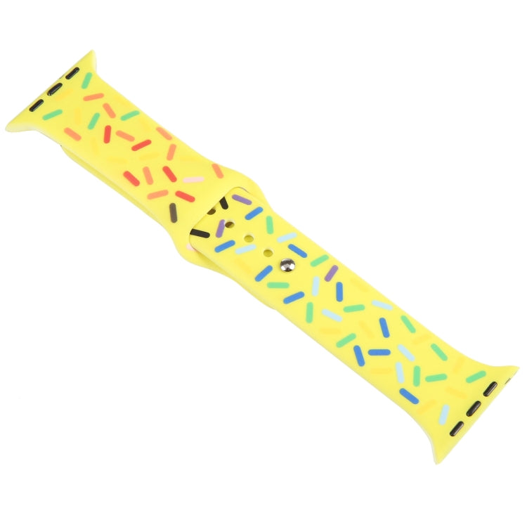 Rainbow Raindrops Silicone Watch Band For Apple Watch 6 44mm(Yellow)