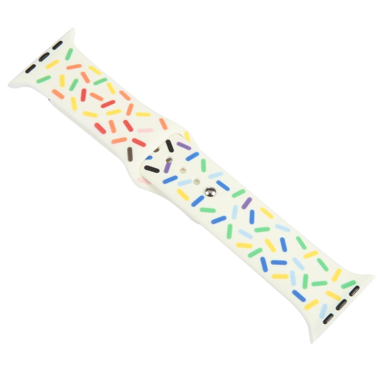 Rainbow Raindrops Silicone Watch Band For Apple Watch 6 44mm(Beige)