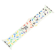 Rainbow Raindrops Silicone Watch Band For Apple Watch 6 44mm(Beige)