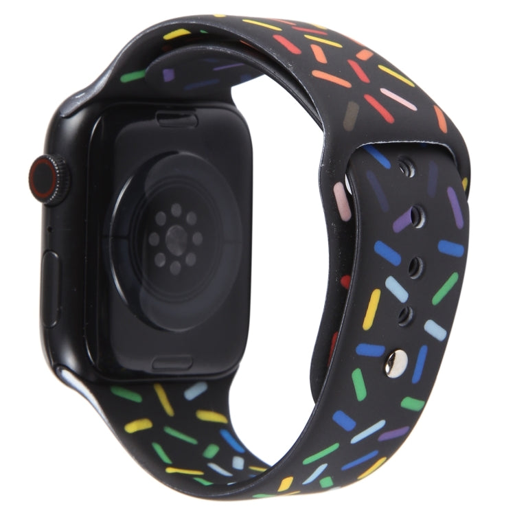 Rainbow Raindrops Silicone Watch Band For Apple Watch 5 40mm(Black)