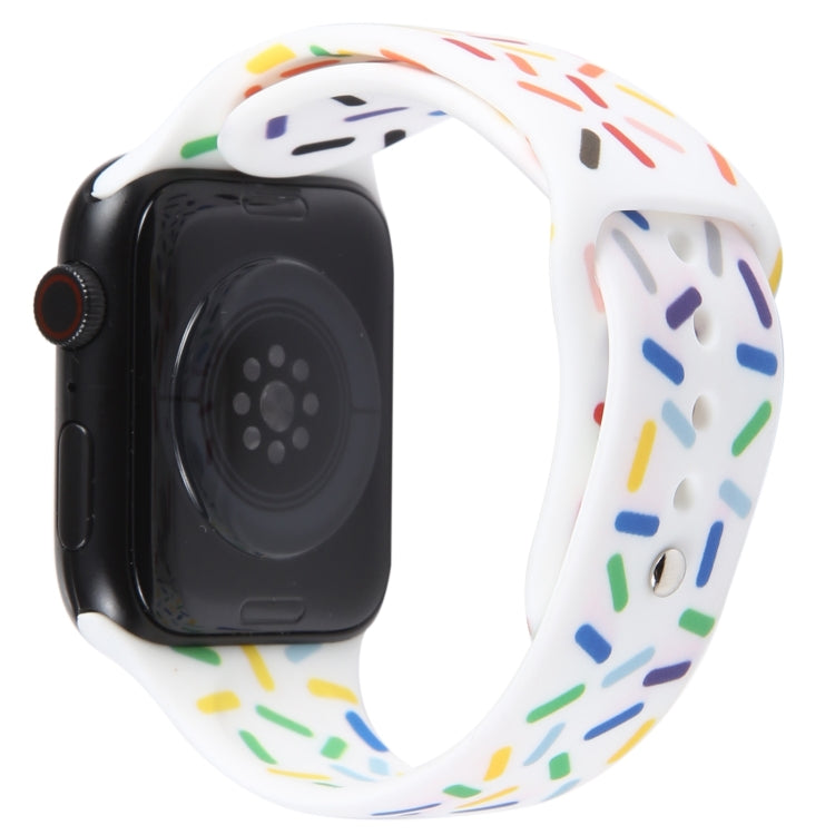 Rainbow Raindrops Silicone Watch Band For Apple Watch 4 40mm(White)