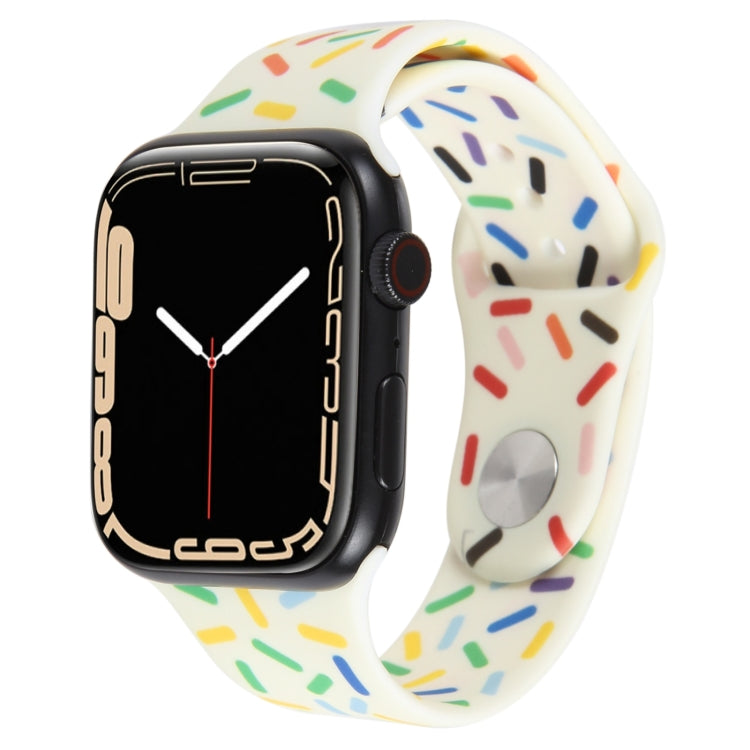 Rainbow Raindrops Silicone Watch Band For Apple Watch 3 38mm(Beige)