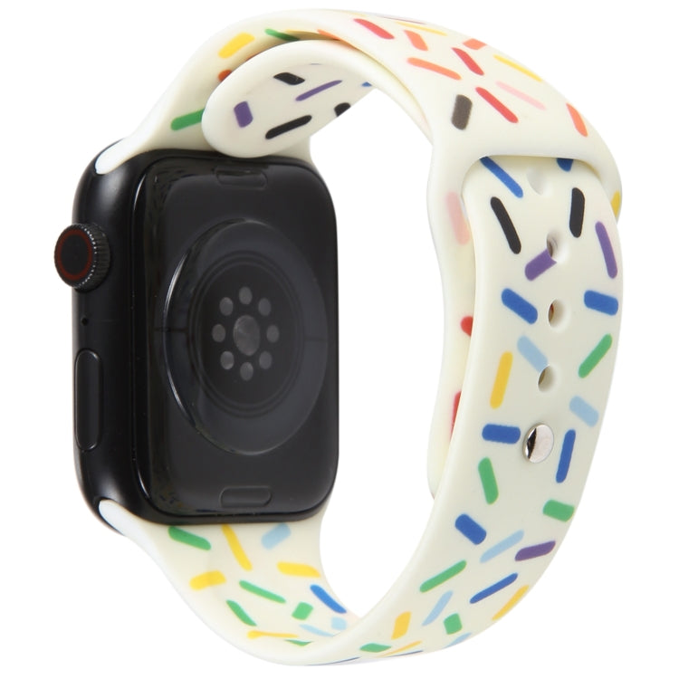 Rainbow Raindrops Silicone Watch Band For Apple Watch 3 38mm(Beige)