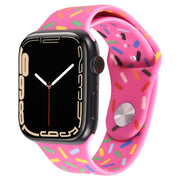 Rainbow Raindrops Silicone Watch Band For Apple Watch 2 38mm(Rose Red)