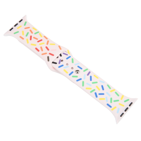 Rainbow Raindrops Silicone Watch Band For Apple Watch 2 42mm(Pink)