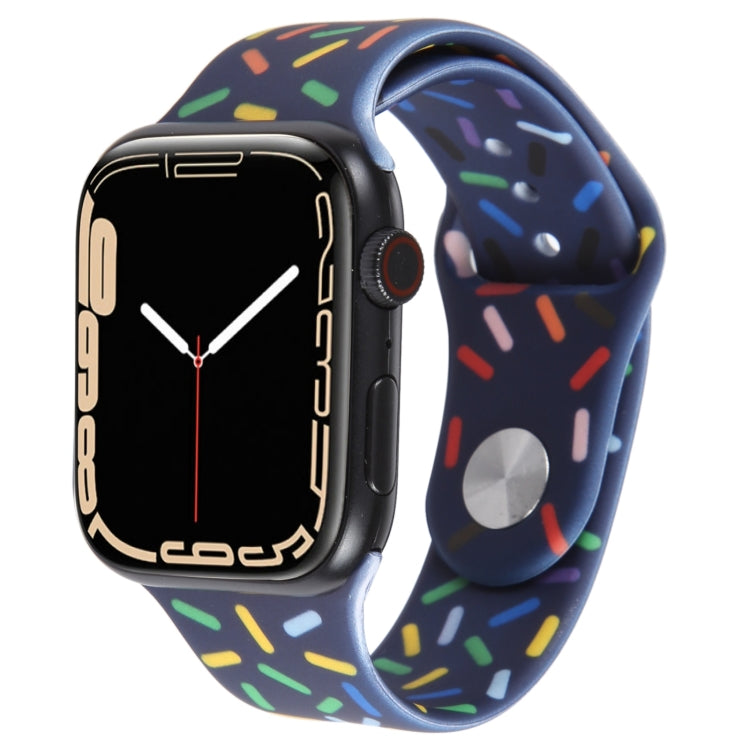 Rainbow Raindrops Silicone Watch Band For Apple Watch 38mm(Midnight)
