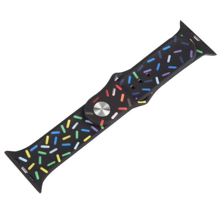 Rainbow Raindrops Silicone Watch Band For Apple Watch 38mm(Black)