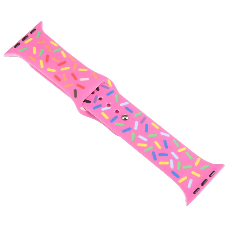 Rainbow Raindrops Silicone Watch Band For Apple Watch 38mm(Rose Red)