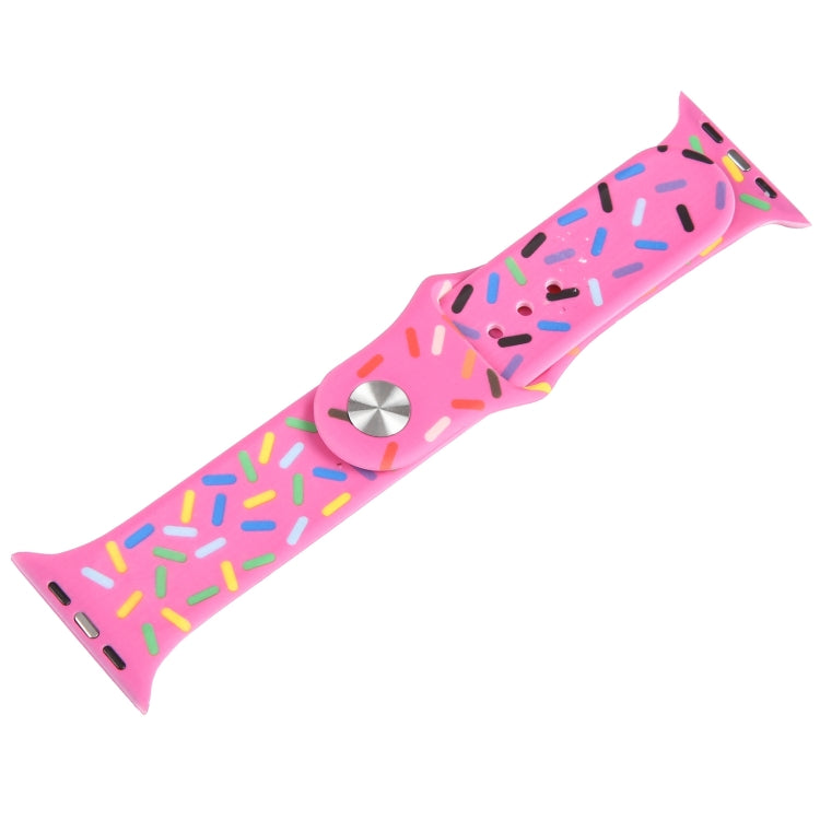 Rainbow Raindrops Silicone Watch Band For Apple Watch 38mm(Rose Red)