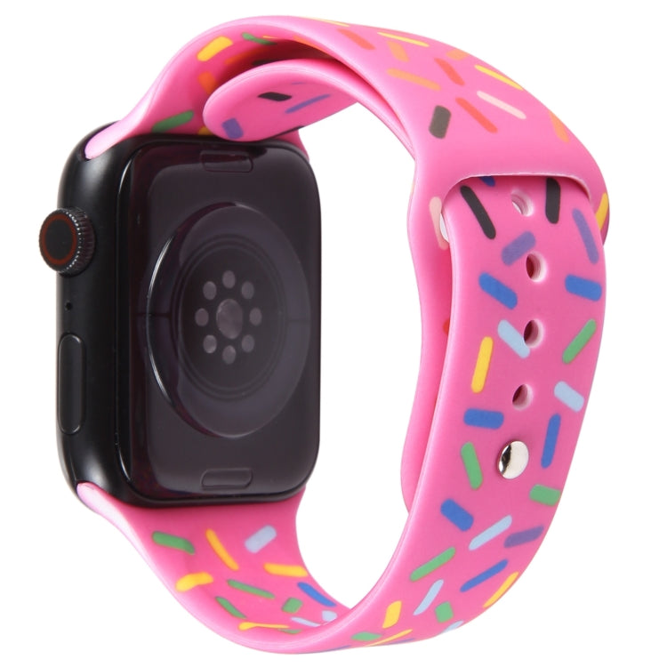 Rainbow Raindrops Silicone Watch Band For Apple Watch 38mm(Rose Red)