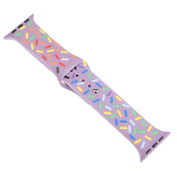 Rainbow Raindrops Silicone Watch Band For Apple Watch 42mm(Light Purple)