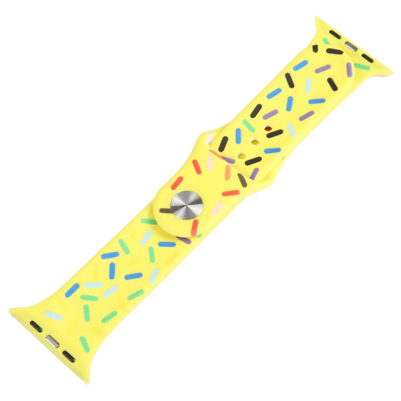 Rainbow Raindrops Silicone Watch Band For Apple Watch 42mm(Yellow)