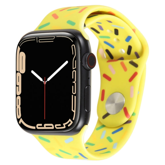 Rainbow Raindrops Silicone Watch Band For Apple Watch 42mm(Yellow)