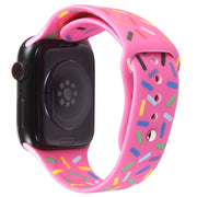 Rainbow Raindrops Silicone Watch Band For Apple Watch 42mm(Rose Red)