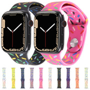 Rainbow Raindrops Silicone Watch Band For Apple Watch 6 40mm(White)