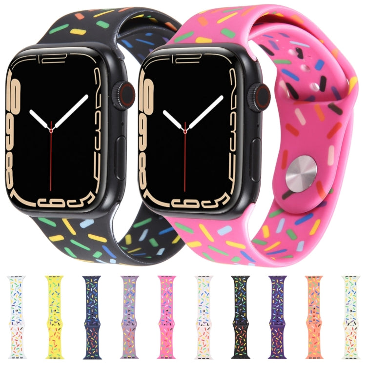 Rainbow Raindrops Silicone Watch Band For Apple Watch 5 44mm(White)
