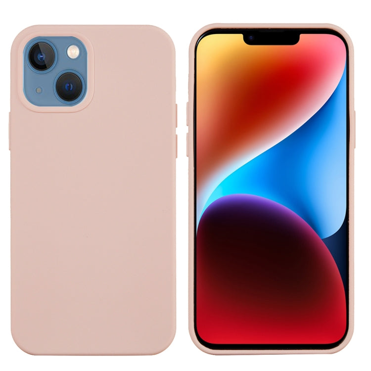 For iPhone 15 Solid Color Silicone Phone Case(Sand Pink)