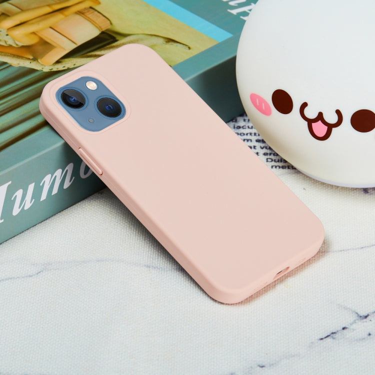 For iPhone 15 Plus Solid Color Silicone Phone Case(Sand Pink)