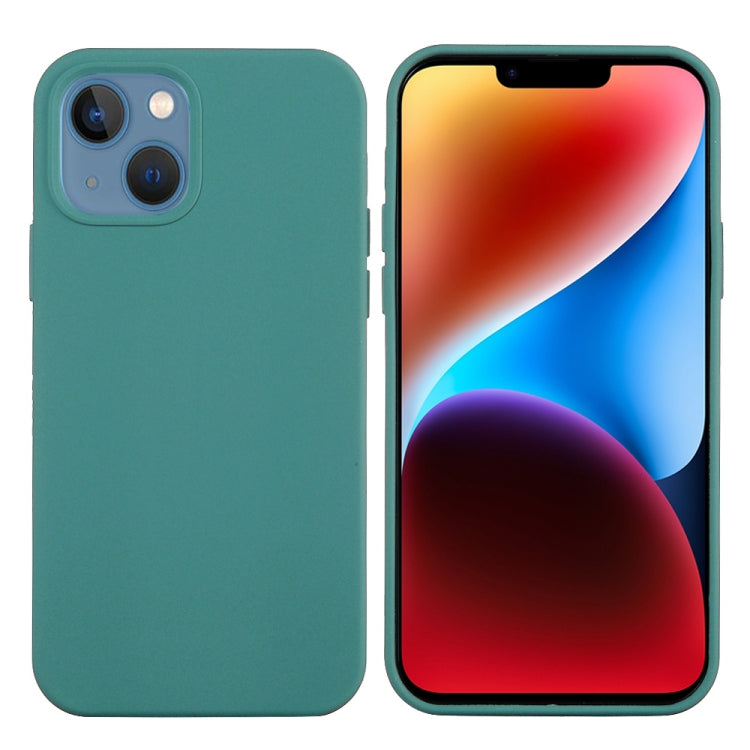 For iPhone 15 Plus Solid Color Silicone Phone Case(Pine Needle Green)