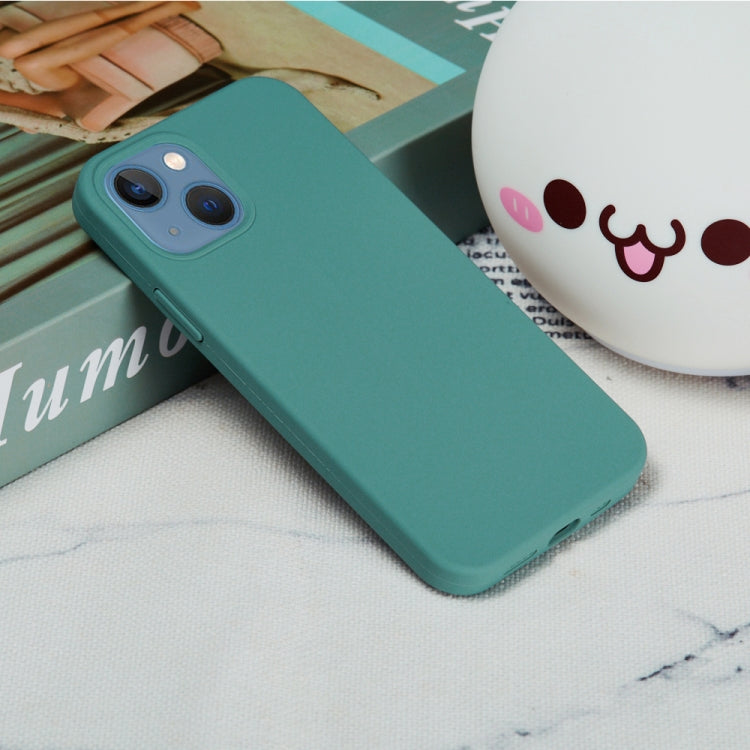 For iPhone 15 Plus Solid Color Silicone Phone Case(Pine Needle Green)