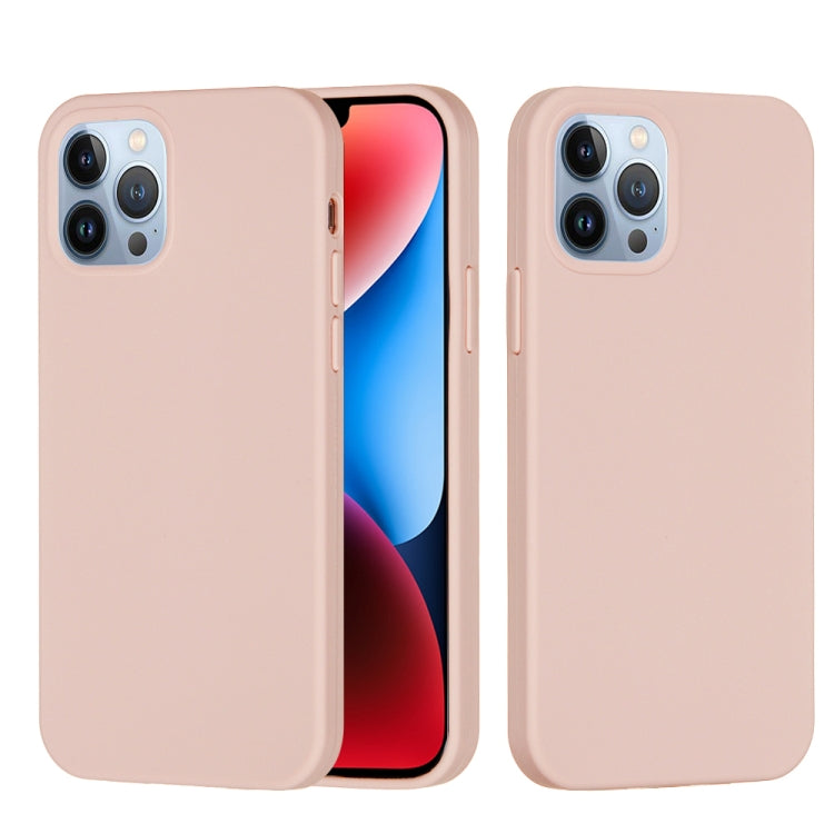 For iPhone 15 Pro Solid Color Silicone Phone Case(Sand Pink)