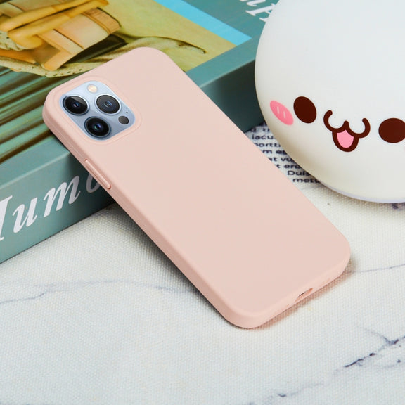 For iPhone 15 Pro Solid Color Silicone Phone Case(Sand Pink)
