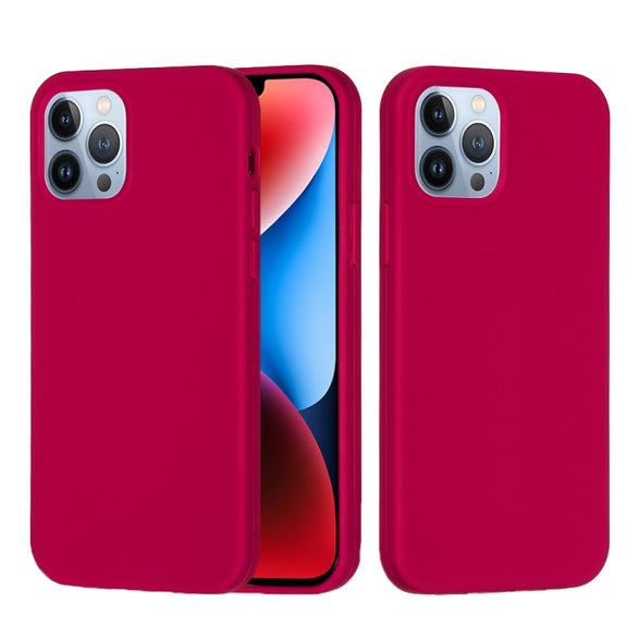 For iPhone 15 Pro Max Solid Color Silicone Phone Case(Rose Red)