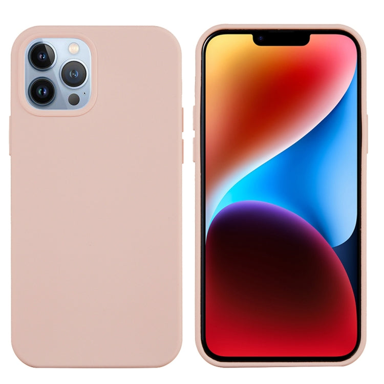 For iPhone 15 Pro Max Solid Color Silicone Phone Case(Sand Pink)