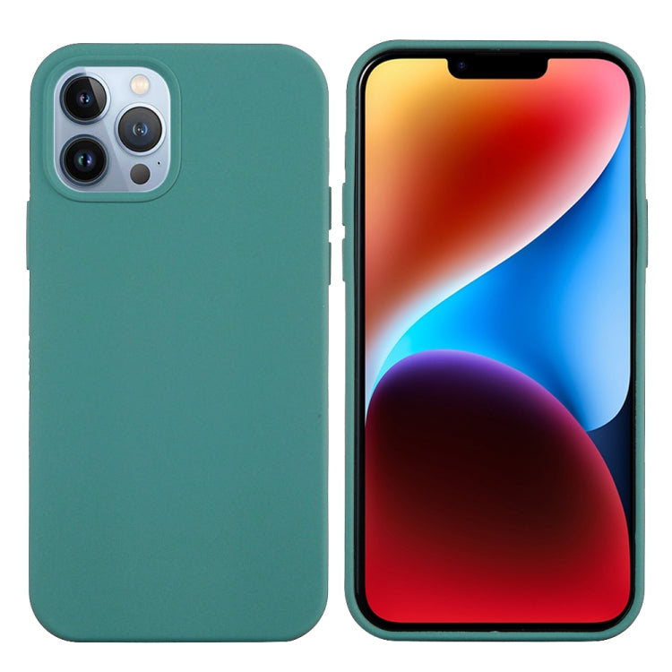 For iPhone 15 Pro Max Solid Color Silicone Phone Case(Pine Needle Green)