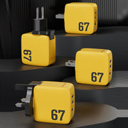 WK WP-U141 67W USB+Double USB-C / Type-C GaN Charger, Plug:US Plug(Yellow)