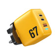 WK WP-U141 67W USB+Double USB-C / Type-C GaN Charger, Plug:UK Plug(Yellow) - free shipping - PMC TechLife - Order now!