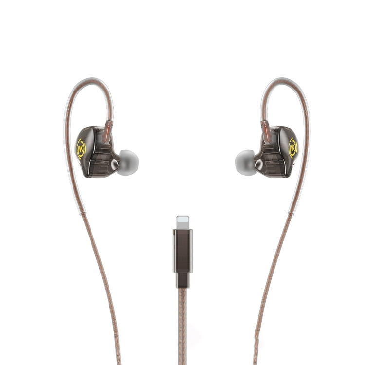 WK YC08 8 Pin Transparent Music Call Wired Earphone, Length: 1.2m(Black)