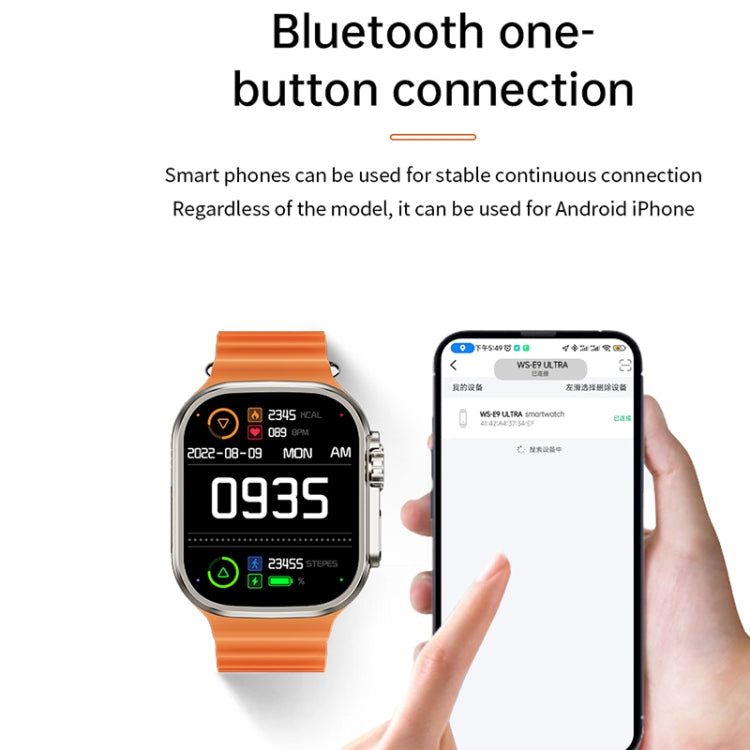 WS-E9 Ultra 2.2 inch IP67 Water-resistant Silicone Band Smart Watch, Support Heart Rate / NFC(Silver)