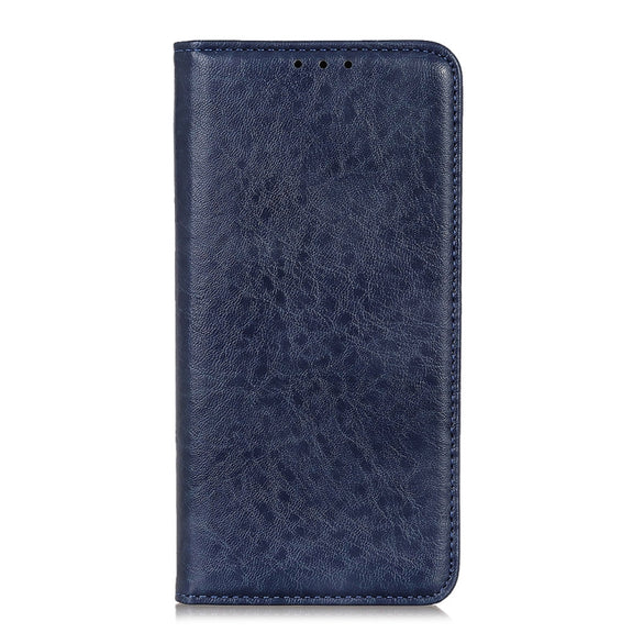 For iPhone 15 Pro Magnetic Crazy Horse Texture Horizontal Flip Leather Phone Case(Blue)