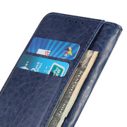 For iPhone 15 Pro Magnetic Crazy Horse Texture Horizontal Flip Leather Phone Case(Blue)
