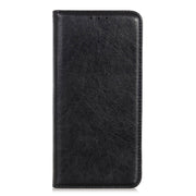 For iPhone 15 Magnetic Crazy Horse Texture Horizontal Flip Leather Phone Case(Black)