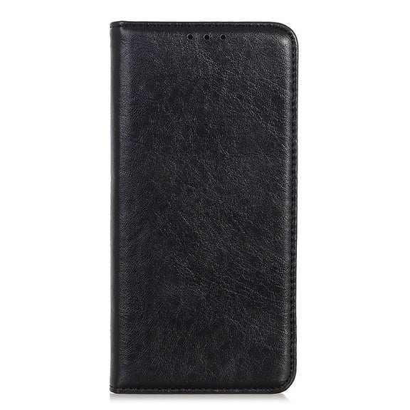 For iPhone 15 Magnetic Crazy Horse Texture Horizontal Flip Leather Phone Case(Black)