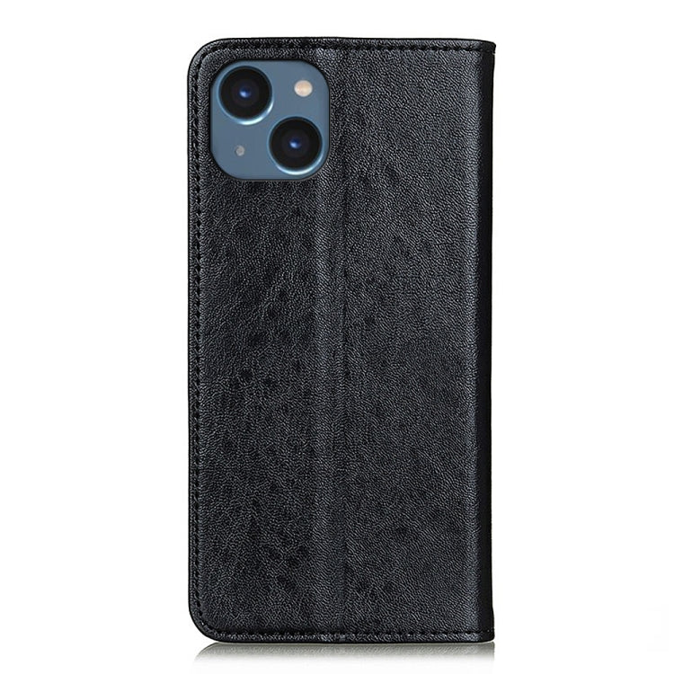 For iPhone 15 Magnetic Crazy Horse Texture Horizontal Flip Leather Phone Case(Black)