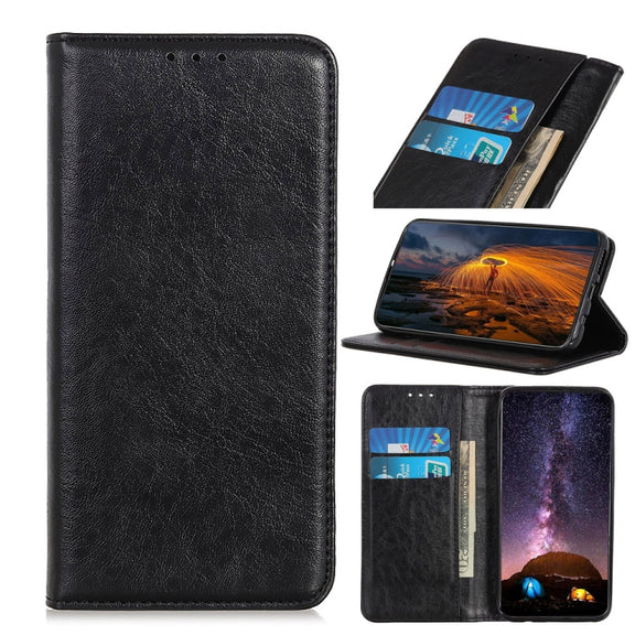 For iPhone 15 Magnetic Crazy Horse Texture Horizontal Flip Leather Phone Case(Black)